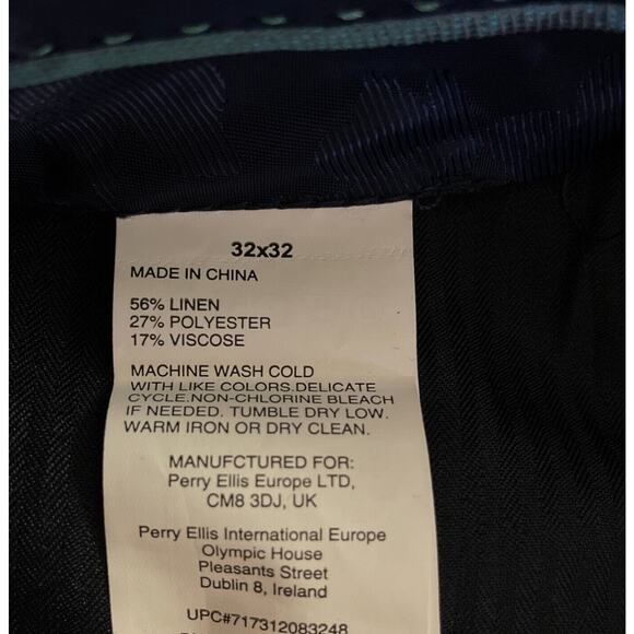 NEW Cubavera Dress Blues Pants Men's Linen Blend Pant 32 W x 32 L Flat Front NWT - Picture 5 of 5